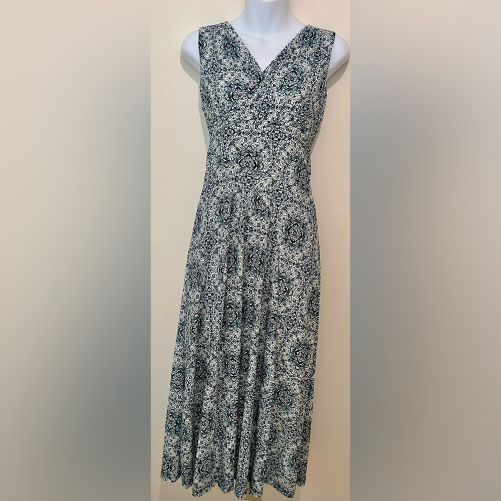 Michael Kors Elegant Black, Blue and White Patterned Dress